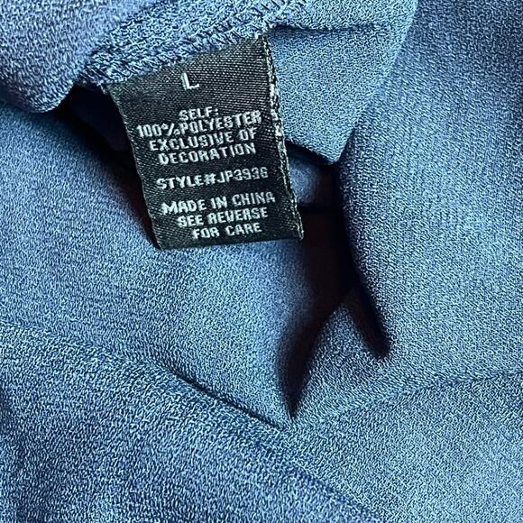 Jealous Tomato Navy Peacock Floral Embroidered Romper Size Large - Picture 5 of 6